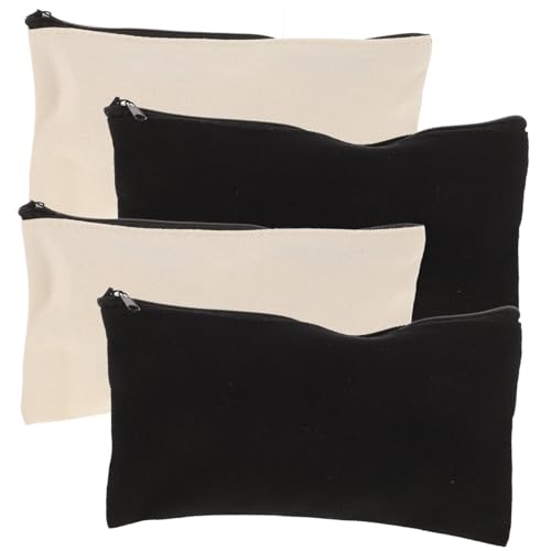 Housoutil 4 Stück Teiliges Canvas Aufbewahrungsbeutel Multifunktionale Stiftetasche mit Reißverschluss Leichte Robuste Federtasche für Schule Büro Lehrer und Studenten Praktische von Housoutil