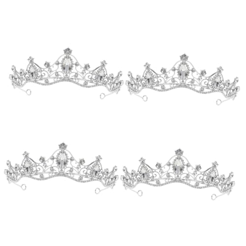 Housoutil Braut-Tiara 4 Stück barocke Krone Make-up-Stirnbänder Brautkopfschmuck Hochzeitsdekoration haar zubehör Haargummi Stirnband Tiara für Braut Hochzeitskopfschmuck Mädchen Metall von Housoutil