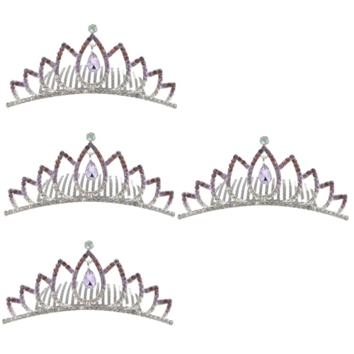 Housoutil 4 Stück Farbige Strasskrone Kristall Königlich Tiara-kamm Haarkamm Bräute Kristall Prinzessinnenhaar Glänzender Geburtstag Hochzeitsessen Haare Kämmen Braut Legierung Mädchen von Housoutil