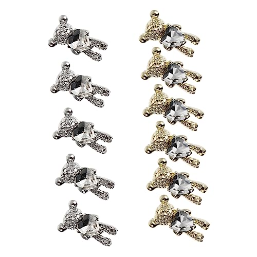 Housoutil 40st Maniküre-bärenbohrer Nagelschmuck Charms Diy-maniküre-anhänger Charme Sammelalbum B?r Aufkleber 3d-nagelanhänger Bär Nageldekor Punktierung Legierung Mädchen Patch von Housoutil