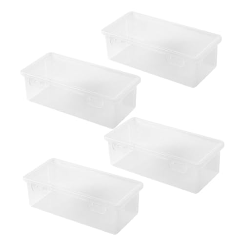 Housoutil 4Stücke Kleines Transparentes Federmäppchen mit Schnappverschluss Stapelbare Schreibwaren Aufbewahrungsbox für Kunststifte Buntstifte und Marker Großes von Housoutil