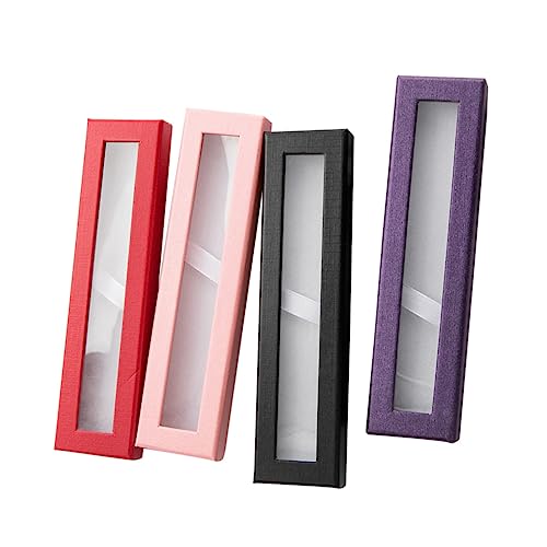 Housoutil 4 Stück Stift Aufbewahrungsbox Transparente Stiftbox Papier Robuste Stifteorganizer mit Fenster für Schreibtisch und Kunstbedarf von Housoutil