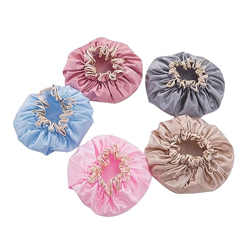 Housoutil 5 Stk swim cap women Wasserdichte Duschhaube Praktische Duschhaube für den täglichen Gebrauch Badehut Kappen Haarhut Duschhauben Haar Styling wasserdichte Kappe Doppelschicht von Housoutil