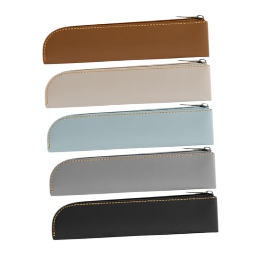 Housoutil 5stücke Großes Federmäppchen Aus Pu-Leder Mit Hohem Fassungsvermögen Schmal Für Stifte Bleistifte Marker Und Schreibwaren Tragbar Für Schule Büro Und Reisen von Housoutil