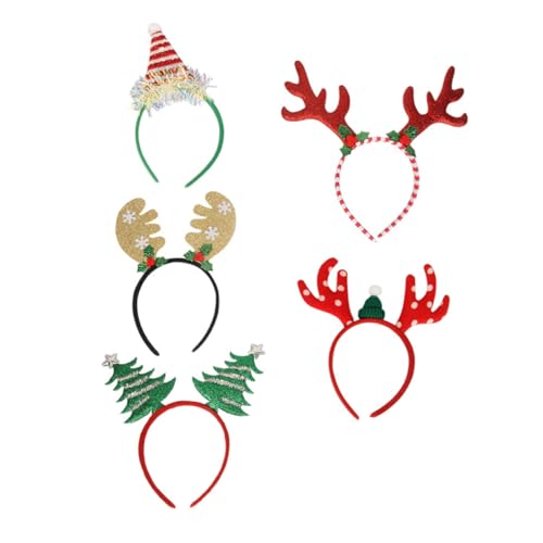 Housoutil 5St Weihnachtsstirnband Mädchen Hut Kleid für Mädchen weihnachts haarreif haarband weihnachten Tiara deko Weihnachtsbedarf Weihnachtshaarreifen für Kinder Weihnachtsbaum schmücken von Housoutil