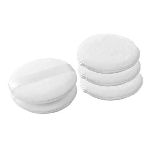 Housoutil 5St lose Puderquaste Make-up-Puderquaste Make-up-Puffs Mineral Mädchen-Make-up-Pad-Tool kleine abgerundete Gesichtsfalten runden Kosmetik Fixierpulver Werkzeug Frau Samt Weiß von Housoutil