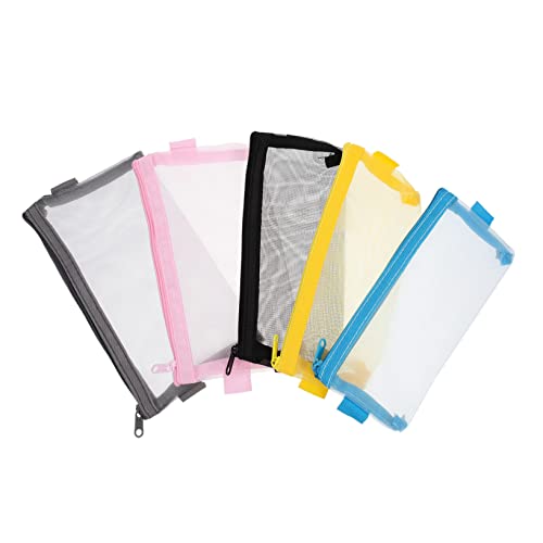 Housoutil 5stücke Federmäppchen Stifteaufbewahrungstasche Mesh Bleistiftetui Tragbar Schreibwarentasche Für Schule Organizer Mit Großem Fassungsvermögen Für Bleistifte Lineale Scheren von Housoutil