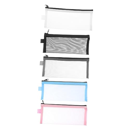 Housoutil 5stücke Netz Stifte Tasche Aus Nylon Für Studenten Bürobedarf Mit Reißverschluss Zur Aufbewahrung Von Stiften Bleistiften Radiergummis Und Weiteren Utensilien Für Schule von Housoutil