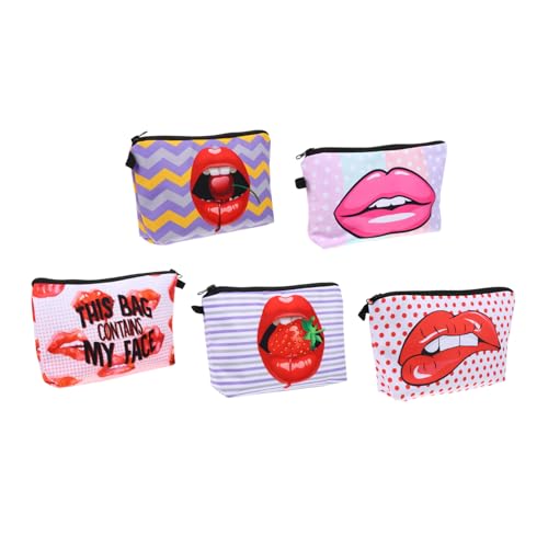 Housoutil 5St Lippen Kosmetik Tasche Geldbörse-Schlüsselanhänger Kosmetikbehälter Kosmetiktasche Make-up-Taschen Reise-Make-up-Tasche Lippendruck-Make-up-Organizer Reißverschluss Wäschesack von Housoutil