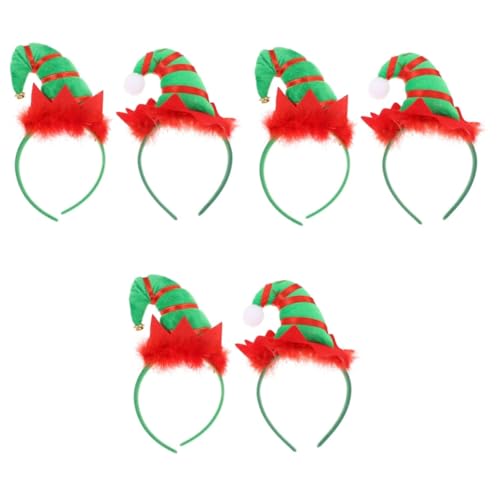 Housoutil 6 Stk Stirnband mit Elfenmütze Elfenhut-Stirnbänder für Frauen Weihnachtself Hut Haarreifen Haargummis Tiara Weihnachtshaarband elfenhutförmiges Haarband Feder Kopfbedeckung LED von Housoutil