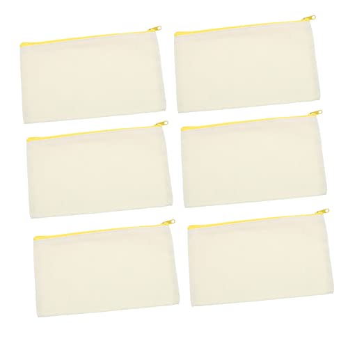 Housoutil 6 Stück Canvas Federmäppchen zum Selbstgestalten Robuste Gelbe Stifttaschen mit Reißverschluss Vielseitige Aufbewahrungstaschen für Schüler und Bürobedarf von Housoutil