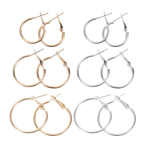 Housoutil 6 Stück Teiliges Damen Creolen Ohrringe Große Runde Metallohrringe Vintage Design Vielseitig Tragbar Hautfreundlich Glattkante Modisch für Alltag und Festtage von Housoutil