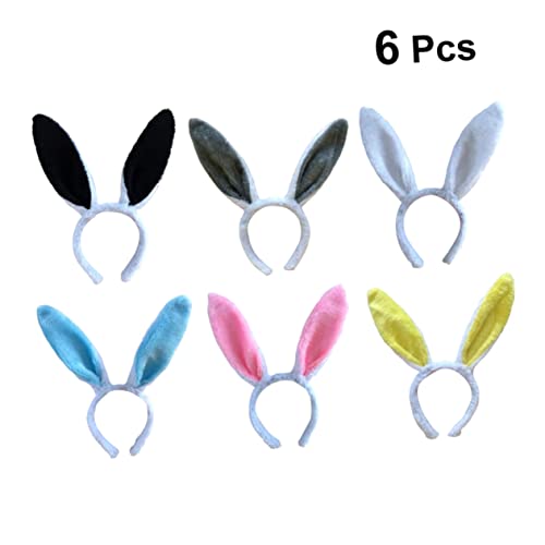 Housoutil 6St Plüschhasen Stoffhase Stofftiere Kaninchen Cosplay Kostümzubehör Ostern Ohr kuscheltier Tiara Haarreifen Partyzubehör niedlich Stirnband Geschenk Kopfbedeckung von Housoutil