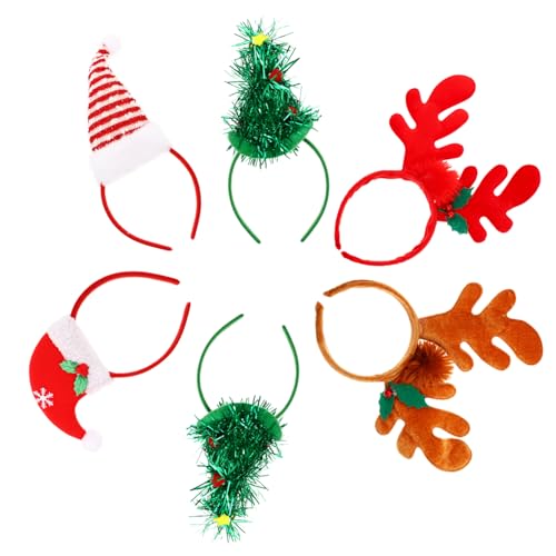 Housoutil 6St Weihnachtsmütze Stirnband Haargeschenke Haarreifen für Kinder Haarband Haargummis Weihnachtsfrisuren Weihnachtsstirnband Ohr Kopfbedeckung Haarring Haarschmuck von Housoutil