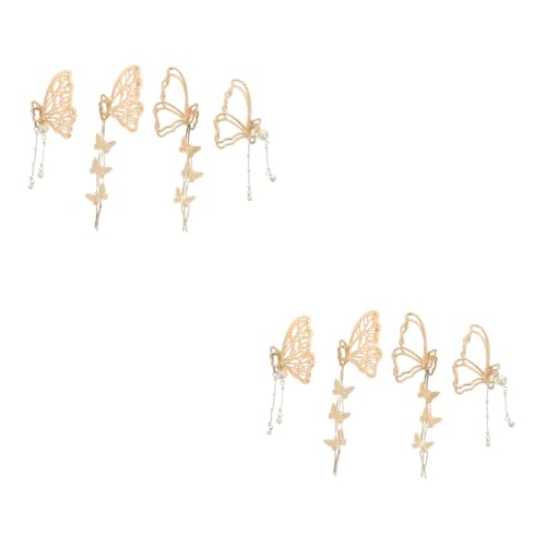 Housoutil 8 Stk Haarspange mit Schmetterlingsanhänger goldene Haarklaue Haarspange für Frauen Randbereich Haarnadel Quastenklauenklemmen Quaste Haarkralle die Kette kratzen von Housoutil