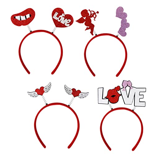 Housoutil 8 Stück Valentinstag Stirnband Feiertags Boppers Hochzeitsdekorationen Für Zeremonie Herz Stirnband Mädchen Haar Accessoires Liebes Kopf Haarband Foto Requisiten Reifen von Housoutil