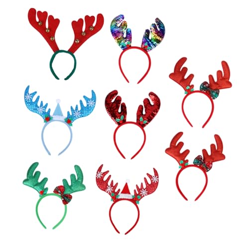 Housoutil 8St Weihnachtskopfschnalle weihnachts haarreif haarband weihnachten weihnachts haarschmuck christmas hair accessories Geweih Stirnband Geschenk Requisiten Kind Kopfbedeckung Stoff von Housoutil