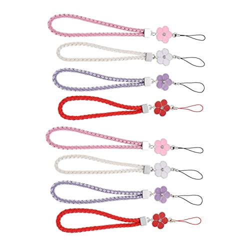 Housoutil 8st Leder Gewebtes Handy Lanyard Handgelenk-schlüsselanhänger Für Frauen Handgelenkseil Für Telefon Gewebtes Telefonband Handschuh Leine Armbänder Armband Legierung Kamelie von Housoutil