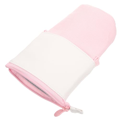 Housoutil Aufbewahrung Federmäppchen Teleskop-Stifttaschen Hai-Federmäppchen aufbewahrungssack Storage Pockets Pen Pouch praktische Stifttasche Bleistiftbeutel mit großer Kapazität Cord Rosa von Housoutil