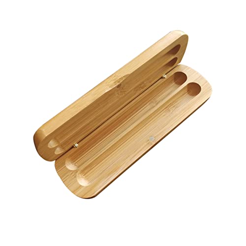 Housoutil Federmäppchen Bambus Stiftehalter Multifunktions Schreibwarentasche Stifteetui Zubehör Mit Zwei Fächern Praktisch Für Erwachsene von Housoutil