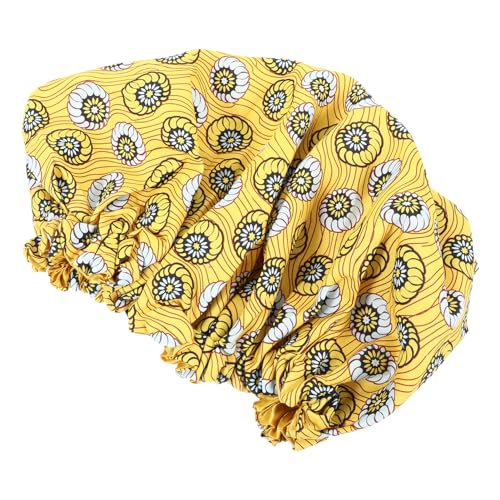 Housoutil Bedruckte Schlafmütze Satin-turban Lockige Haarhaube Seidenhaube Für Lockiges Haar Kopftücher Für Damen Duschhut Damen Chemo-kappe Haushalt Polyester Frau Runde Kappe von Housoutil