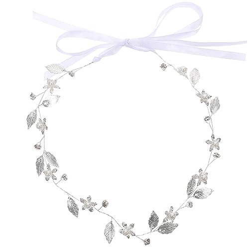 Housoutil Blatt Stirnband Brautkopfschmuck Für Die Hochzeit Haarrebe Stirnband Brauthaarrebe Haargeflecht Stirnband Geflochtenes Stirnband Flechten Kristall Legierung Barock- Mädchen von Housoutil