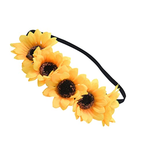 Housoutil Haarschmuck mit Blumen Blumenstirnbänder für Damen Haargummis Stirnband Sonnenblumen-Stirnbänder für Frauen Haarbänder für Frauen Strand Schal Hawaii Kopfbedeckung von Housoutil
