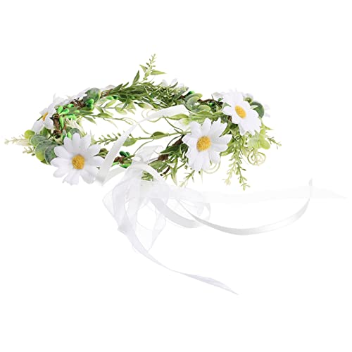 Housoutil Boho-kranz Hochzeit Braut Stirnband Florale Haargirlande Fotoshooting Kronen Hochzeitshaarschmuck Für Mädchen Kopfkranz Jäten Künstliche Brautjungfer Blumen Weiß Plastik von Housoutil