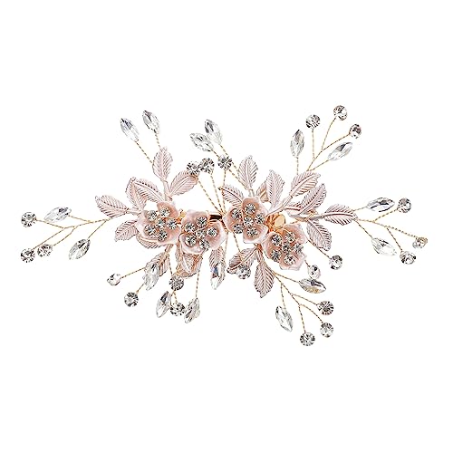 Housoutil Brautkamm Brautjungfernseite braut kopfschmuck hair accessories for girls hochzeitshaar schmuck Blumenkopfschmuck Strassbesatz Haarkamm mit Strasssteinen für die Hochzeit Mode von Housoutil