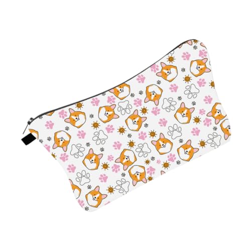 Housoutil Corgi-Kosmetiktasche Aufbewahrungstasche Reise-Kosmetiktasche Make-up-Organizer-Tasche Make-up-Taschen Kosmetiktaschen Damen Schminktasche wasserabweisend Corgi-Hund Makeup Tasche von Housoutil