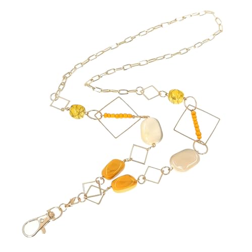Housoutil Delikate Lange Halskette mit Geometrischem Gras Anhänger in Gelb Stilvolle Lanyard Halskette für Pullover Modischer Schmuck für Damen Angenehmes Tragegefühl Robustes Material von Housoutil