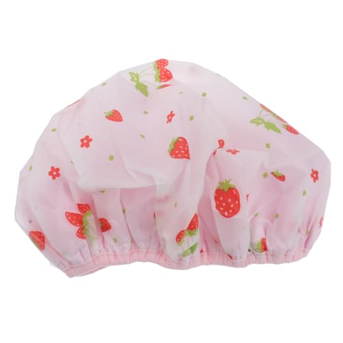 Housoutil Elastische Duschhaube Mit Erdbeer Druck Doppellagig Schnell Trocknend Für Damen Und Herren Einheitsgröße Duschzubehör Für Trockene Haare von Housoutil