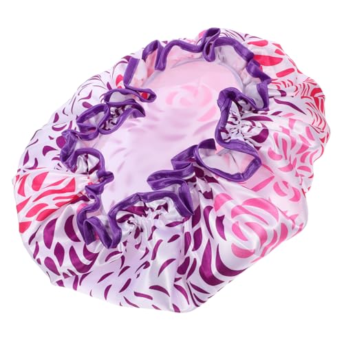 Housoutil Duschhaube Motorhaubenkappe Duschkopfkappe Deckel Badekappe dekorative wiederverwendbare swim cap women badehauben bademützen Backöl schmücken Damen Satin Violett von Housoutil