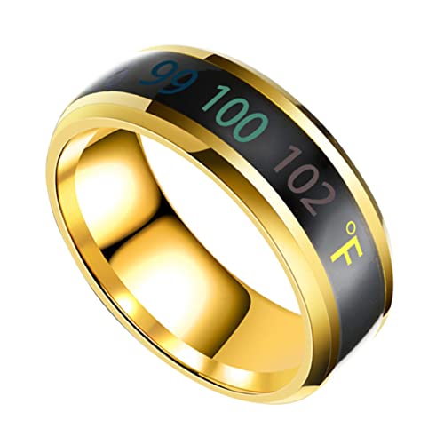 Housoutil Einstellbarer Intelligenter Temperaturanzeige Ring für Titanstahl Einfaches Design für Alltag Verlobung Hochzeit und Besondere Anlässe von Housoutil