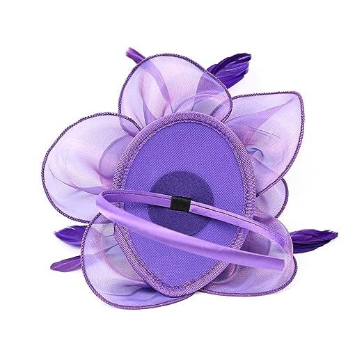 Housoutil Teehüte Für Tea-party-hüte 50er-jahre-kopfbedeckung Mit Stirnband Fascinator-stirnband Kopfschmuck Für Die Braut Kopfbedeckungen Für Teepartys Die Blumen Hochzeit Violett Damen von Housoutil