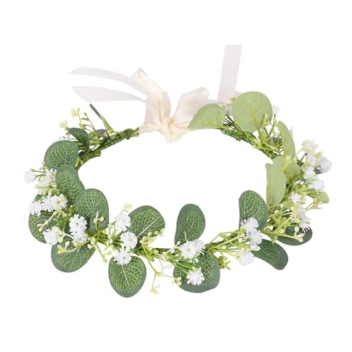 Housoutil Florales Stirnband Blumenhaarband Der Braut Blumenkrone Kranz Blumenstirnband Hochzeitsfeste Foto Requisiten Mädchen Stirnbänder Haarkrone Reisen Eisen Eukalyptus Blütenkopf von Housoutil