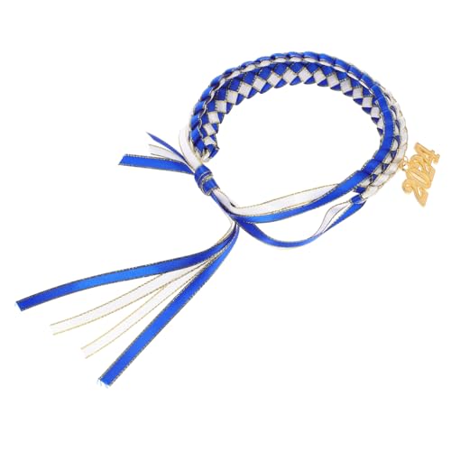 Housoutil Geflochtenes Graduation Armband mit Schmetterlingsknoten Handgefertigte Wickelarmband Stilvolle Geschenkidee für Frauen und zum Abschluss Weiß Blaues Textilarmband von Housoutil