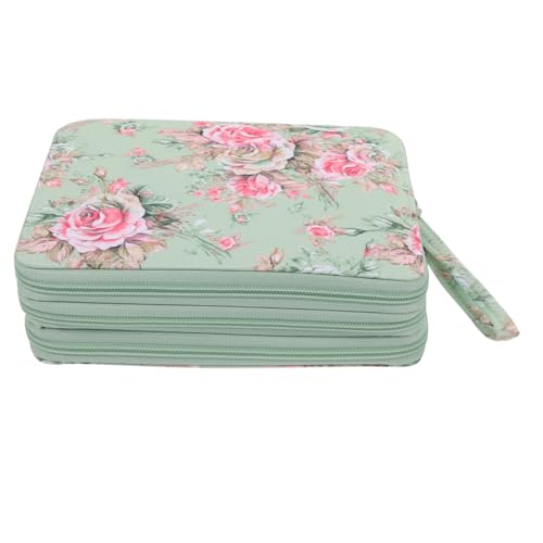 Housoutil Großes Federmäppchen mit Fächern Langlebiges Stifttasche mit Reißverschluss Tragbares Zeichnungs Pinselhalter Etui für Schule Büro Künstler und Studenten Rosenmuster von Housoutil