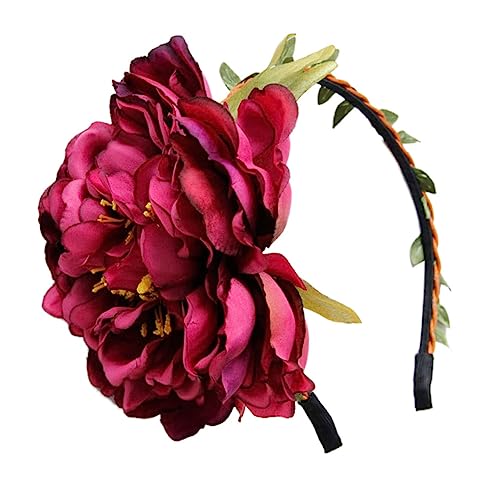 Housoutil Stirnband Mit Roten Simulation Blumen Für Frauen Mädchen Blumenhaarband Künstliche Blumen Stirnband Haarband Zur Party Hochzeit von Housoutil