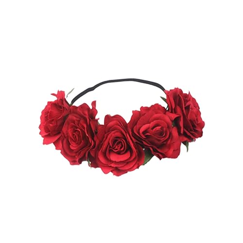 Housoutil Blumenmädchen Kopfschmuck Haarschmuck Haarband Haarbänder Florales Stirnband Floraler Kopfschmuck Rosafarbene Tasche Rose Mädchen Rosafarbenes Haarband von Housoutil