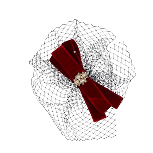 Housoutil Haarschmuck Tolle Gatsby-kopfbedeckung Schwarzes Haargummi Retro-hut Perlenstirnbänder Braut Kopfschmuck Elegant Schwarzes Stirnband Rot Tischgesellschaft Flanell Gittergewebe Garn von Housoutil