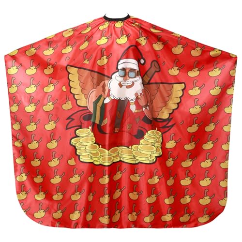 Housoutil Haarschnitt Friseurumhänge, Santa Friseurumhänge, Non-stick Hair Weihnachts Friseurumhang Für Damen Friseur-Pflegekittel Mantel Weihnachten Stoff Arbeitskleidung von Housoutil