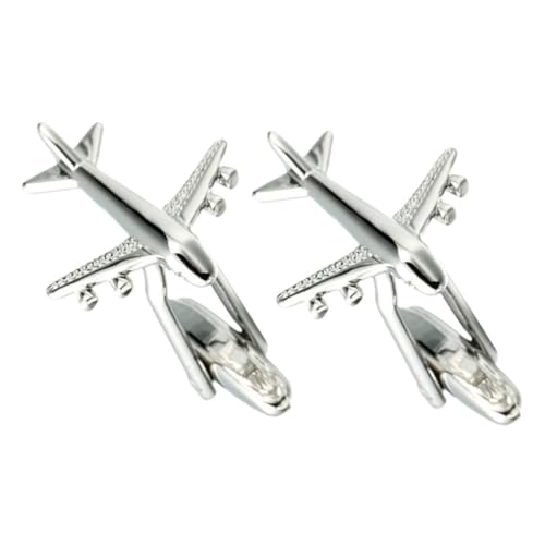 Housoutil Herren Manschettenknöpfe Silber Flugzeug Design Kupfer Cufflinks Robust Glatte Oberfläche Für Hemd Anzug Accessoire von Housoutil