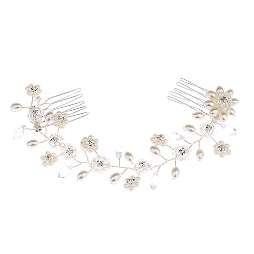 Housoutil haarschmuck Strass-Kopfschmuck Haarspangen für Damen Haar Seitenkamm Clip Perlenhaarspangen Brauthaarkamm Tiara Doppelkamm-Haarspange Brautkamm Hochzeit Kopfbedeckung Haarnadel von Housoutil