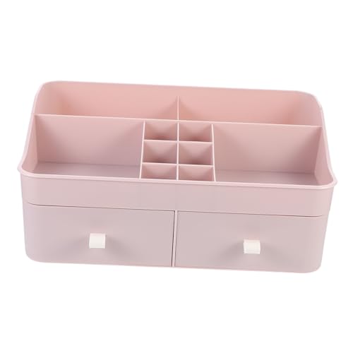 Housoutil Kasten Desktop-aufbewahrungsbox Kosmetik-organizer-arbeitsplatte Stifthalter Make-up-koffer-organizer Schublade Dropshipping Make-up-pinseletui Rosa Polypropylen von Housoutil