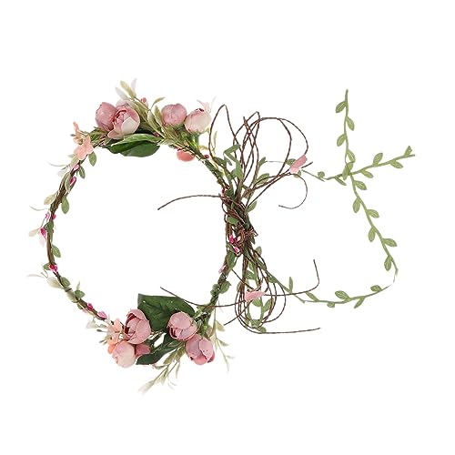 Housoutil Kranz Tiara Blumenstirnband Aus Stoff Blumen- Blumengirlande Haarkranz Hochzeit Brautblumen Kopfschmuck Blumenkopfbedeckungen Hochzeit Blumen Haarband Mädchen Handbuch Rattan von Housoutil