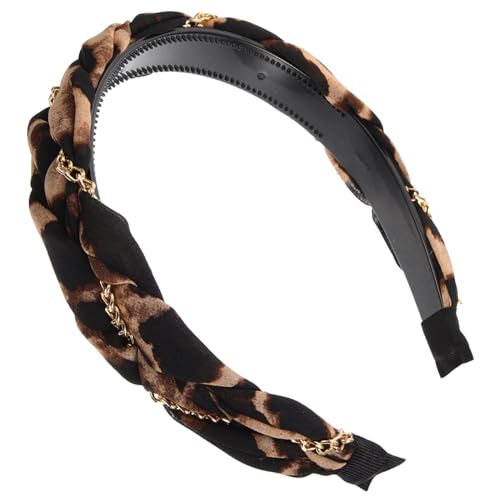 Housoutil Leoparden-stirnband Breite Ästhetischer Haarschmuck Frauen Stirnbänder Make-up-stirnband Stirnbänder Mit Leopardenmuster Haarband Für Stoff Fräulein Elastizität Kopfbedeckung von Housoutil