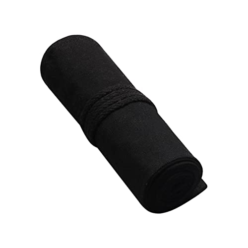 Housoutil Roll-stiftehalter Aus Canvas Tragbare Stifttasche Mit Fächern Aufbewahrungs-Organizer Für Stifte Marker Und Pinsel Schwarz Mit Kordel Zum Verschließen von Housoutil