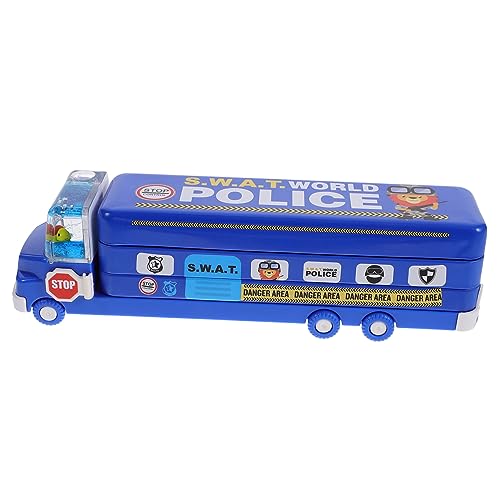 Housoutil Multifunktionale Bleistiftbox Tragbar und Cartoon Stiftbox für Schule und Unterwegs Blau von Housoutil