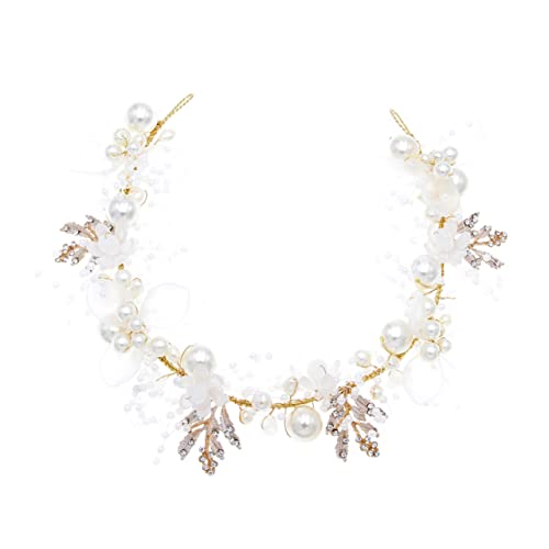 Housoutil Perle Und Diamant-stirnband Silberner Kopfschmuck Haargummis Für Brautjungfern Brautkopfschmuck Für Die Hochzeit Tiara Weiß Kind Die Blumen Haarschmuck Kupferkabel von Housoutil